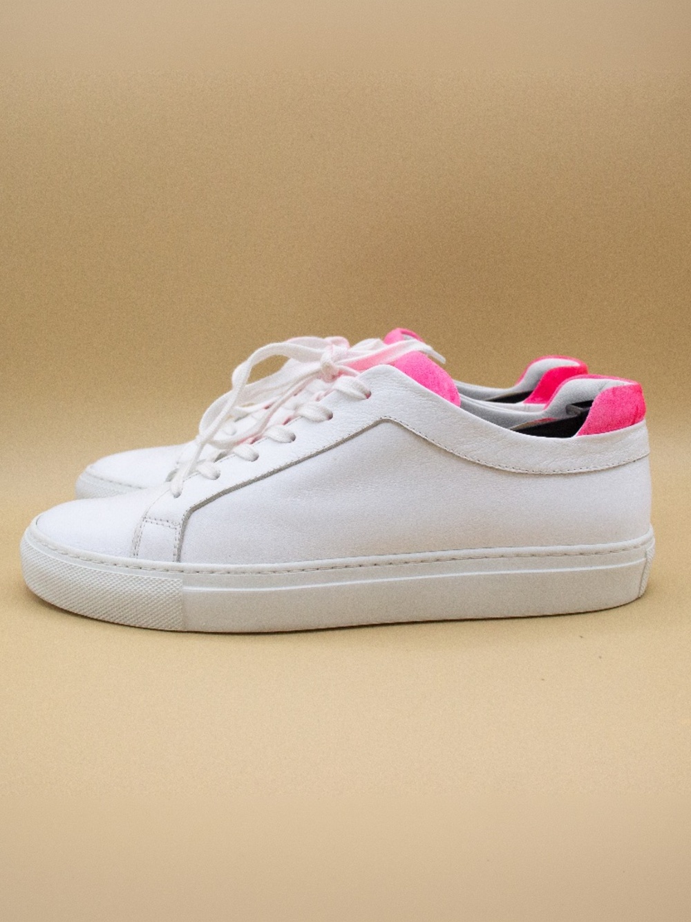 M. Gemi The Palestra Due White Leather Hot Pink Sneakers Women's Size 38 EU